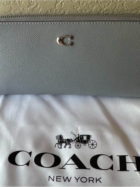 Coach Handbags - Coach Pebbled Leather Continental Wallet in Light BlueGray